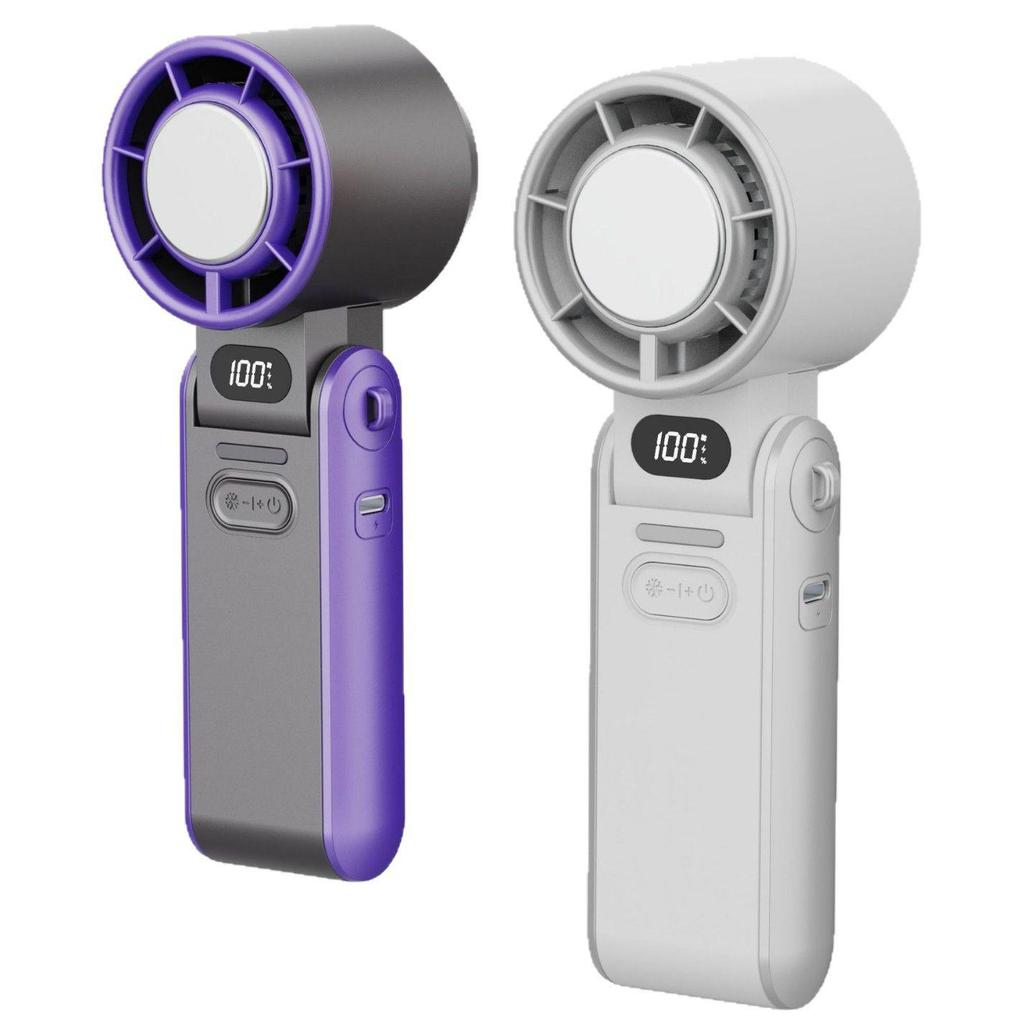 Portable Foldable Neck Fan with Digital Display & Stepless Speed