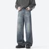 American High Street Hip-hop Handsome Jeans Men's Loose Straight Black Wide-leg Trousers
