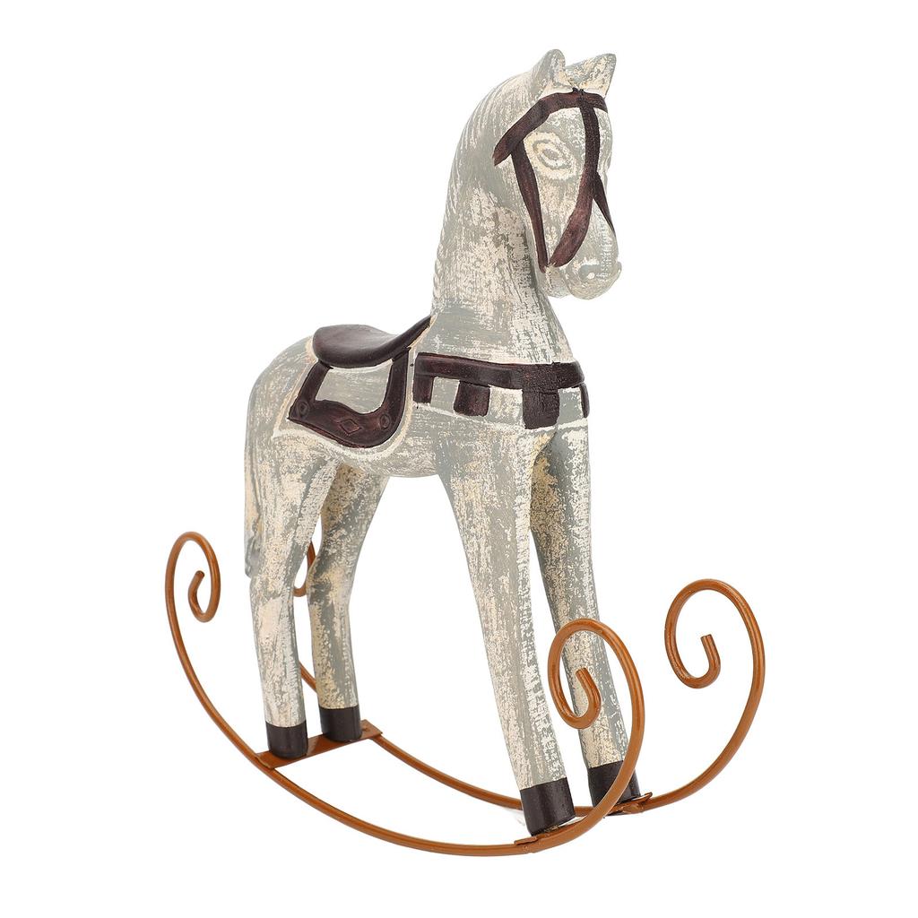 Rocking Horse Ornament Vintage Decorative Table Decoration Resin Iron Bookshelf Decor