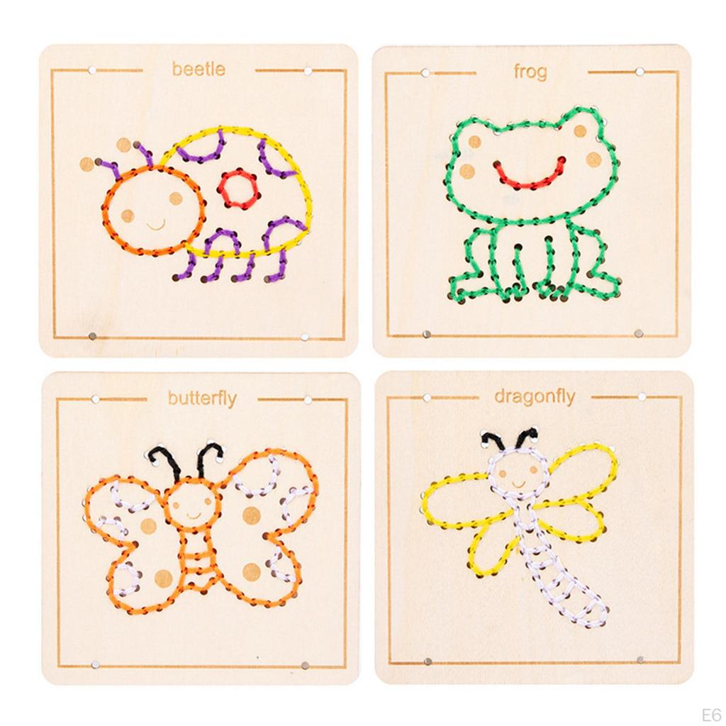 Cartoon Pattern Lacing Toy Set for Children with Hand Eye Coordination Focus