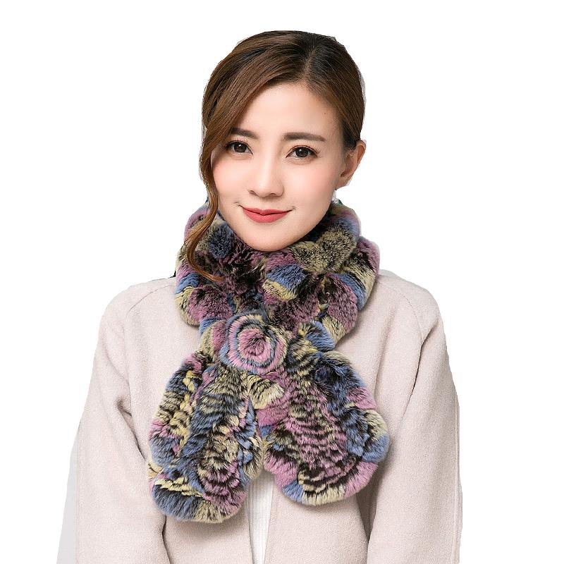 Women Scarf Winter Fur Scarf Real Rex Rabbit Fur Korea Muffler Scarf Ladies Mufflers