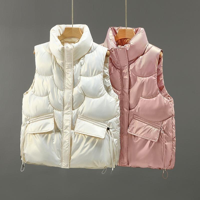 Gold Film Cotton Clip Korean Version Casual Loose Short Warm Down Jacket Vest