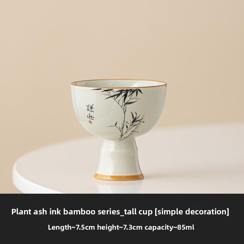High-foot Teacup, Plant Ash Master Cup, Household Ceramic Tea Set, Creative Personal Tea Drinking Single Cup, High-value Tea