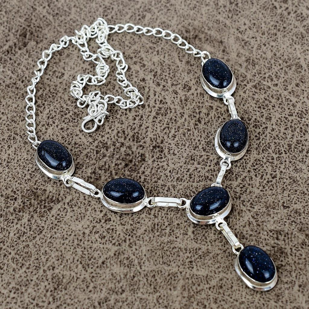 Black Onyx Gemstone Handmade 925 Sterling Silver Jewelry Necklace 18" KKG-407