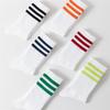 Drei-Streifen Sport Laufsocken, Herrensocken, Gestreifte College Lange Socken, Frotteesocken