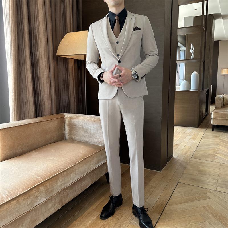 Slim-Fit Men's Western Style Formal Wedding Suit
