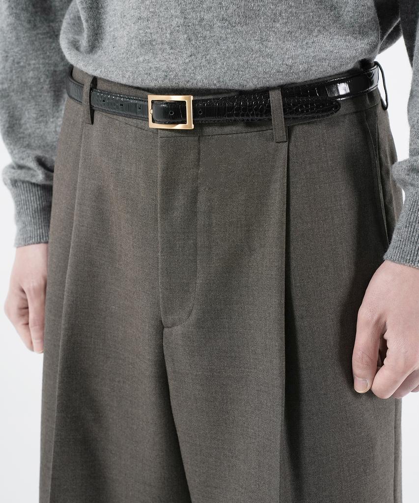 Beulaendideu Wool One Tuck Wide Slacks [Charcoal Brown]