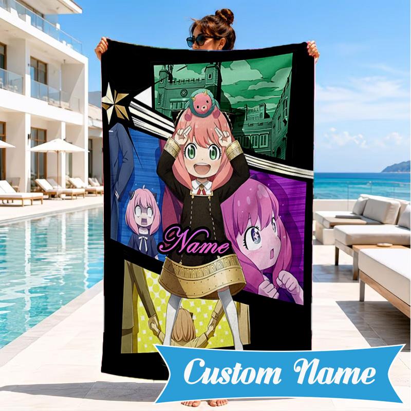 Custom Name SPY Adventure Beach Towel Microfiber Beach Towel, Lightweight and Quick-Dry, for Summer Travel, Swimming Pool Gift