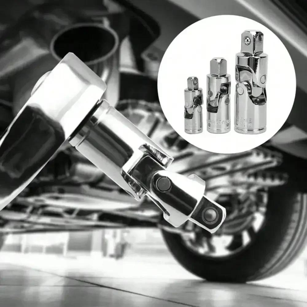 Sleeve Steering Conversion Head - 1/4", 3/8", 1/2" Universal Joint Sleeve & Socket Wrench Set (Universal Joint Tools)