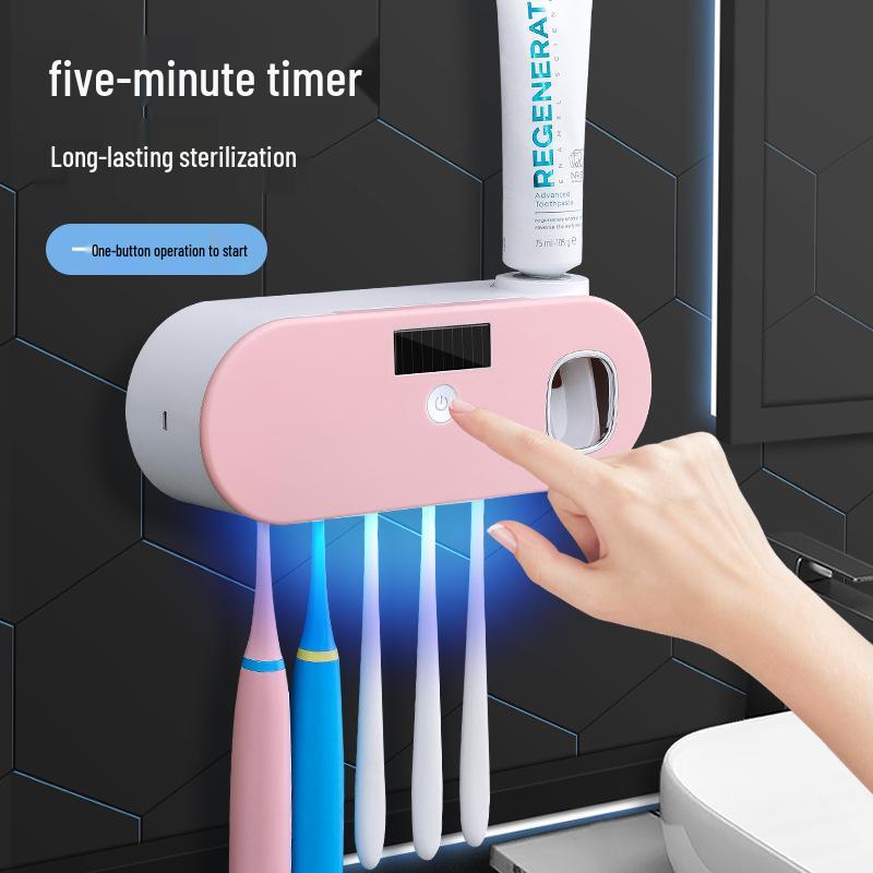 Wall-Mounted UV Toothbrush Holder with Automatic Toothpaste Dispenser