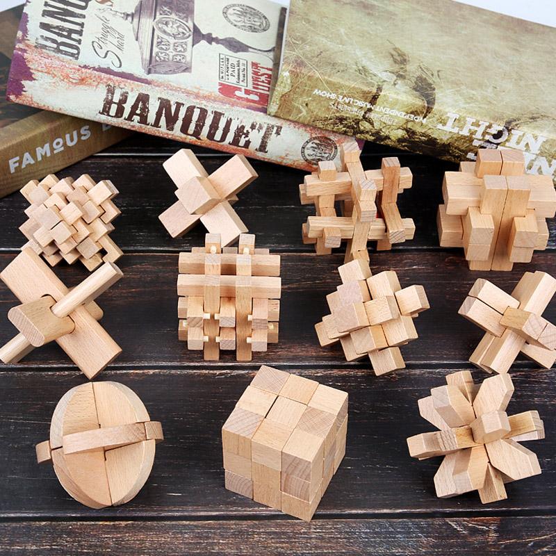 Wooden Luban Lock Unlock Interlocking Puzzle Rompecabezas IQ Test Brain Teaser Game For Adults And Kids Educational Toys
