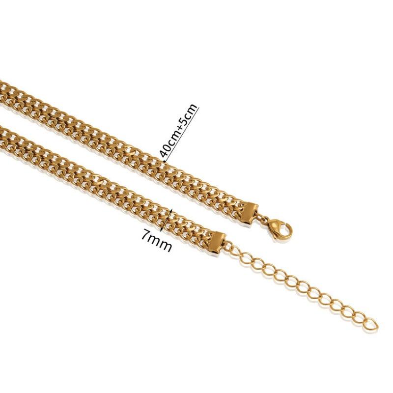 Meier Trendy ins punk style stylish hip hop polished cuban thick chain stainless steel necklace bracelet 18K