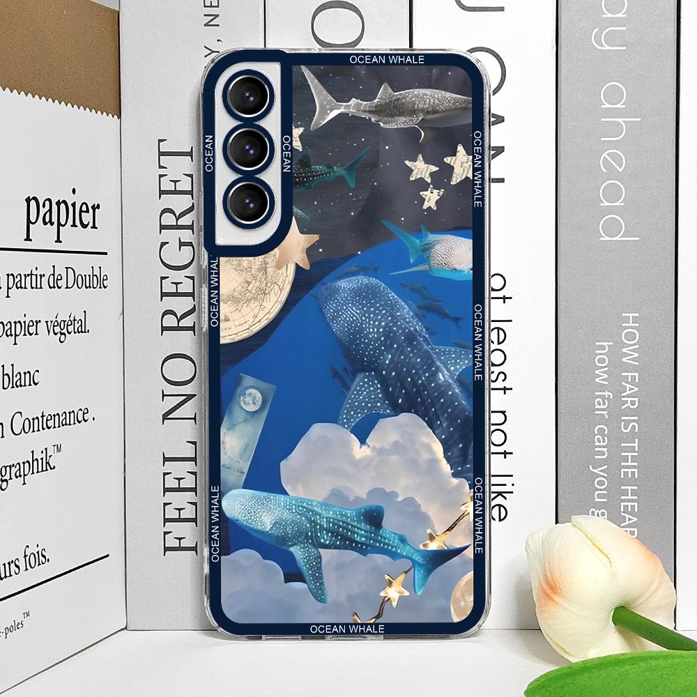 

Ocean Whale Shark Swimming Phone Case for Samsung Galaxy S25 S24 S21 FE S22 Plus S23 Ultra 5G Soft Clear Covers Aesthetic Fundas For Samsung S25