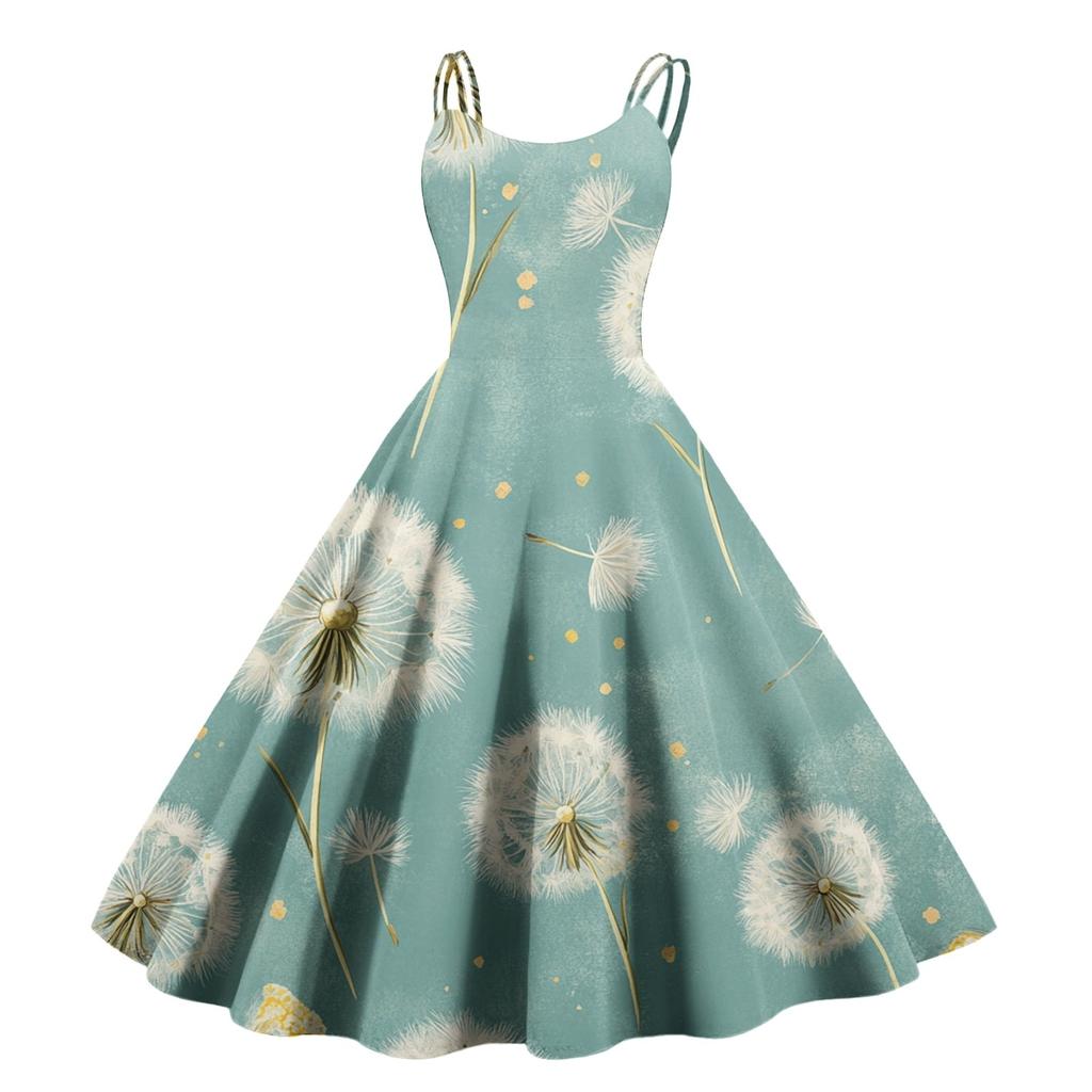 Sexy schulterfreies Punk-Vintage-Kleid mit Blumendruck für Damen