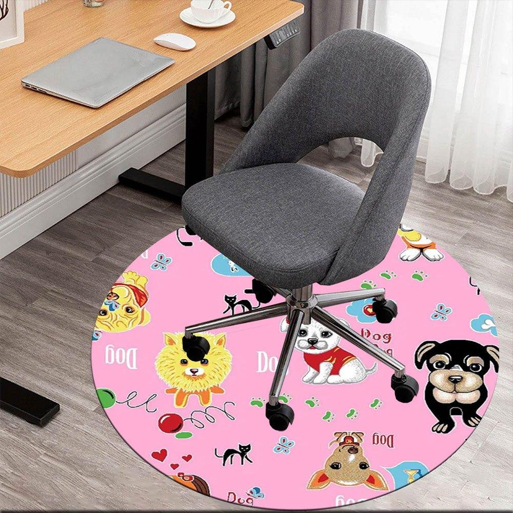 

Cute Animal Patterned Fabric for Kids Room DecorRound Non-Slip chair mat chair carpet for office Rugs for Office Decor Gift For Valentine s Day Mothe 80cm by 80cm
