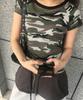 CHICKS Camo Slim Fit Basic T-Shirt Beige