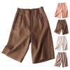 Women's Summer Literary Cotton Linen Wide-legged Five-minute Pants Thin Section of High-waisted Loose Casual Pants