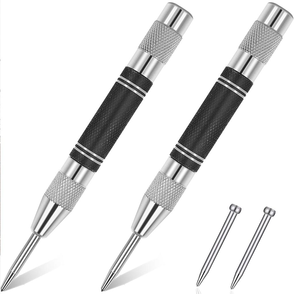 JUJUGO Automatic Center Punch Set of Automatic Hole Hand Tool with Adjustable Suitable for and Includes 2 Spare Needles 2, Marker, Impact, Windows,