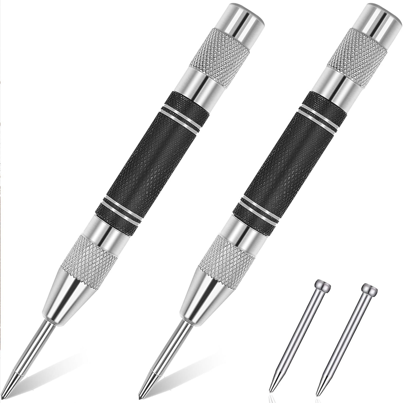 

JUJUGO Automatic Center Punch Set of Automatic Hole Hand Tool with Adjustable Suitable for and Includes 2 Spare Needles 2, Marker, Impact, Windows,