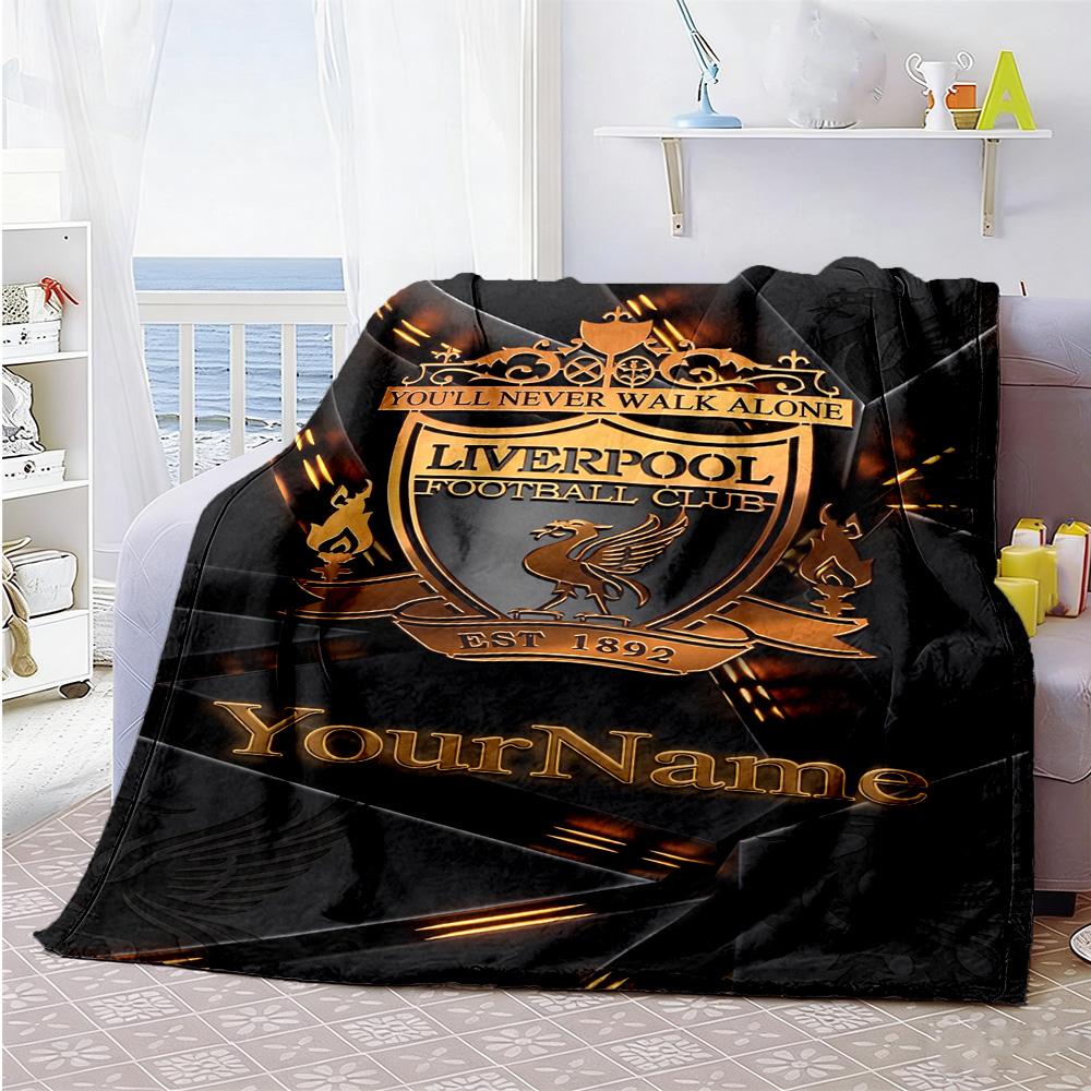 Liverpool Customize Text Blanket Gift Personalized Blanket Soft Warm Cozy Throw For Bedding Office Chair Home Decor Picnics All-Season Use