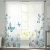 Watercolor Flowers Butterfly Dragonfly Tulle Curtain Voile Transparent for Bedroom Living Room Kitchen Sheer Window Curtains