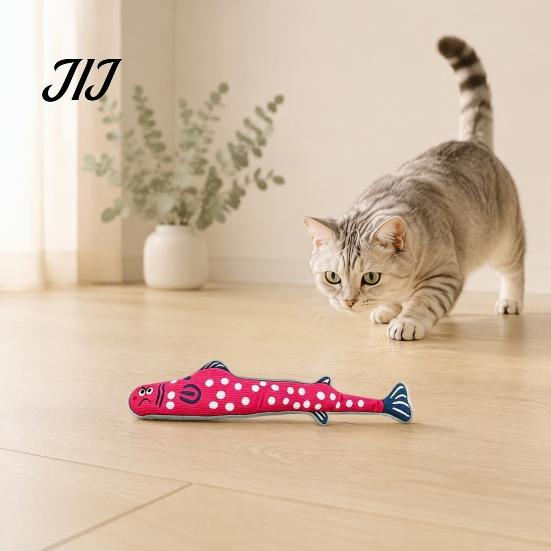 Kitten Teething And Playing Interactive Fish Cat Kicker Toy, Natural Catnip Crinkle Paper Soft Bite Resistant Pet Supplies Filled Durable Plush