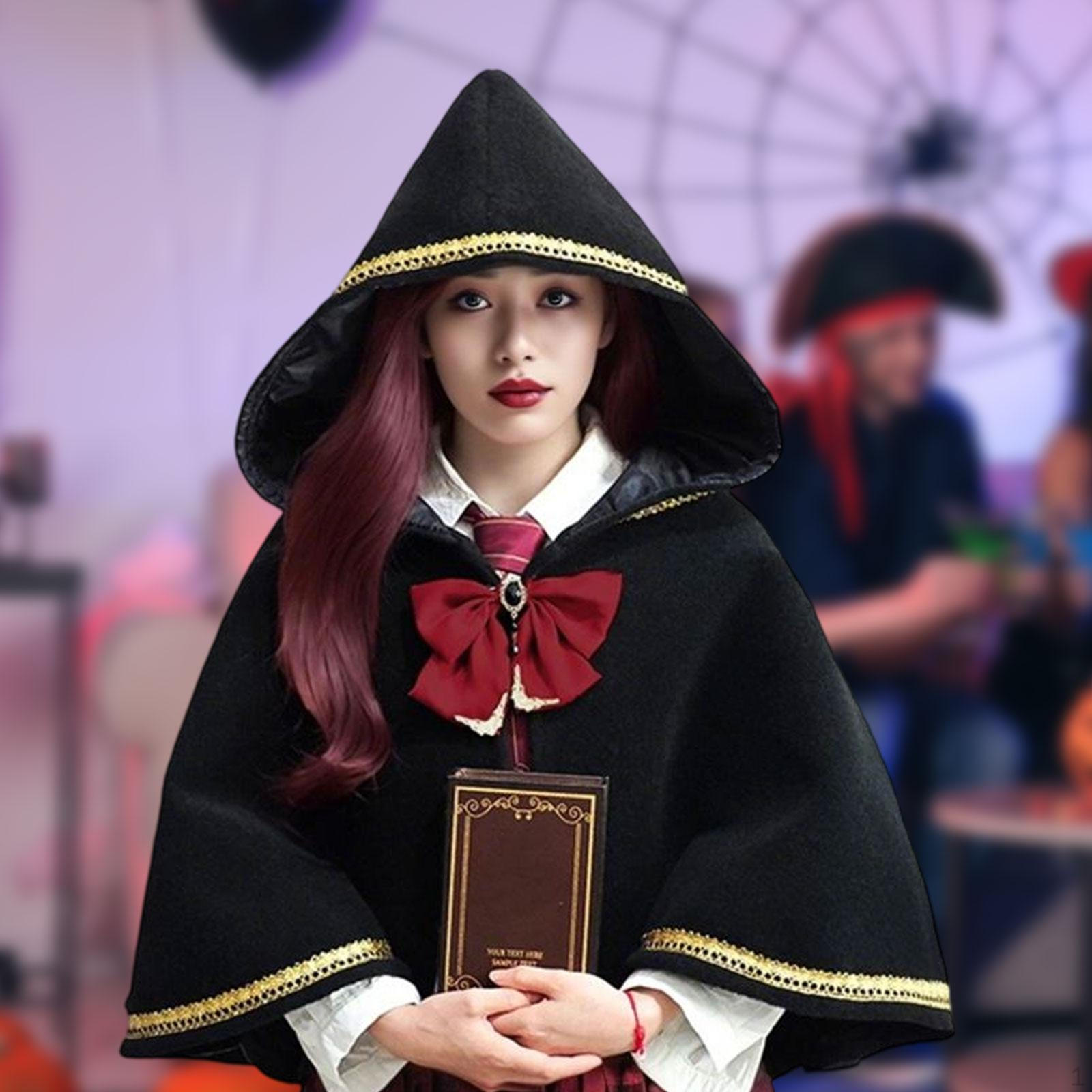 

Halloween Cloak Wizard Costume Cape Accessory Role Playing Hooded Poncho