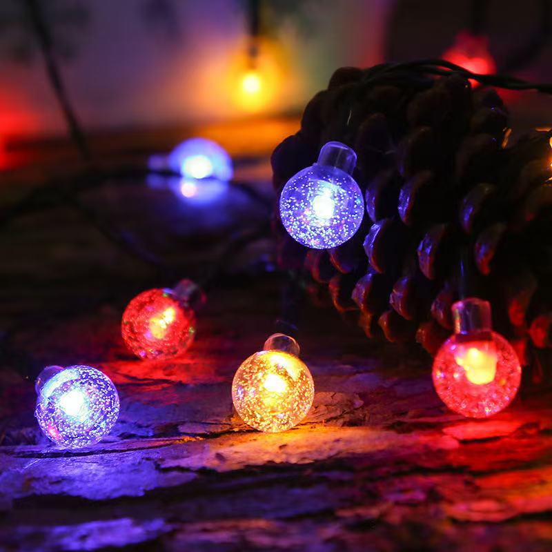 Outdoor LED Solar Bubble Ball and Water Drop String Lights for Festive and Courtyard Decoration