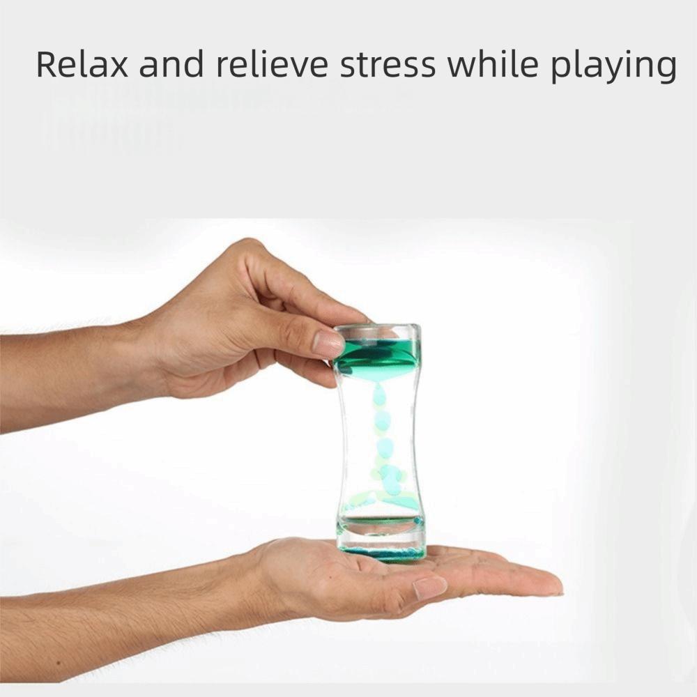 Double Colors Oil Hourglass Timer Acrylic Descending Sensory Bubble Movement Sensory Focus- Calming Visual Oil Hourglass