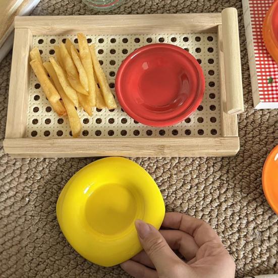 Burger Stabelbart Tallerkensett 6-Lags Mini Middagstallerken for Sausdipp Forrett Matkvalitets Keramiske Sausbeholdere Gave til Familie Venner