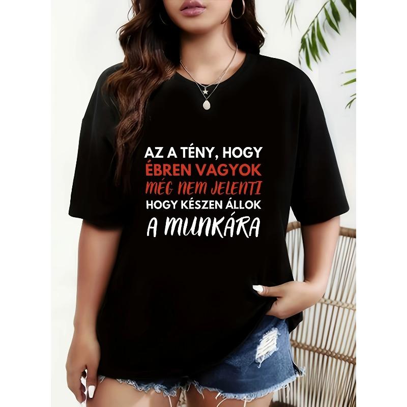 

Women s T-shirt, Black Short Sleeve Crew Neck Printed T-shirt - Suitable for Spring, Summer, and Autumn, Casual Style, Comfortable Fit S чёрный