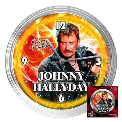 [Q5575] - Nástěnné neonové hodiny 'Johnny Hallyday' žluté (rocková hvězda) - 37x7 cm