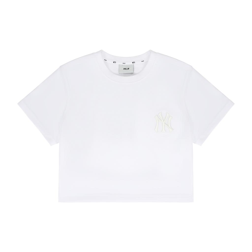 New MLB Set In Sleeve T Shirt Women's Ecru 3FTS11023-50WHS