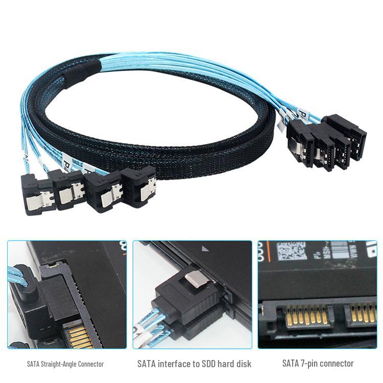 SATA to SATA Straight-Angle Server Cable for SSD and Motherboard, 12G Data Transfer
