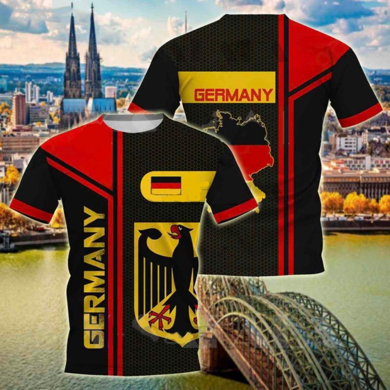 GERMANY Men's T Shirts German National Emblem Printed Summer O-neck Pullover Casual Short Sleeve Tees Oversized T-Shirt For Men