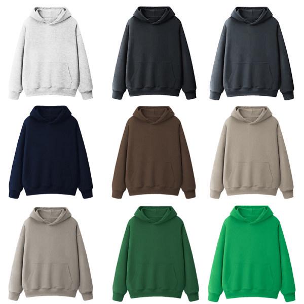 Fleece-Lined Thickened Hua Cotton Drop-Shoulder Hoodie - 2023 Autumn/Winter Solid Color Loose Hooded Sweatshirt with High Neck
