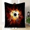 Flaming Soccer Ball Sports Poster Art PrintBlanket Flannel Throw Blanket for Sofa, Bed, Travel, Camping, Office, Couch, Chair, And Bed Gift