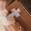 Vintage Cross Pendant AAAAA Cz Stone 925 Sterling Copper Hiphop Pendant Necklace For Women Men Party Wedding Jewelry