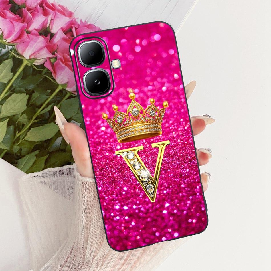 For Infinix Smart 20 X6840 X6840B Crown Letter Phone Case For Infinix Smart20 Black Silicone Soft Cases