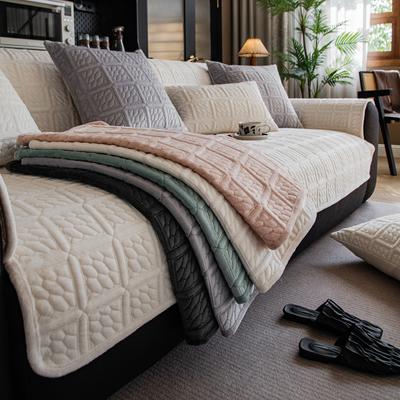 Home Simple Autumn And Winter Models Milk Velvet Sofa Cushion Plush Backrest Armrest Cushion Towel Sofa Cover