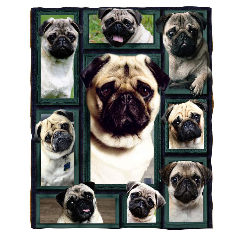 Colored Pug Fun Puppy Ultra Soft Lightweight Flannel Sofa Bed Blanket