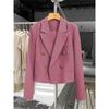 Blazers Cortos Ropa de Mujer Combinación Perfecta Chic Coreano Doble Botonadura Abrigo de Traje Ropa de Oficina para Señoras