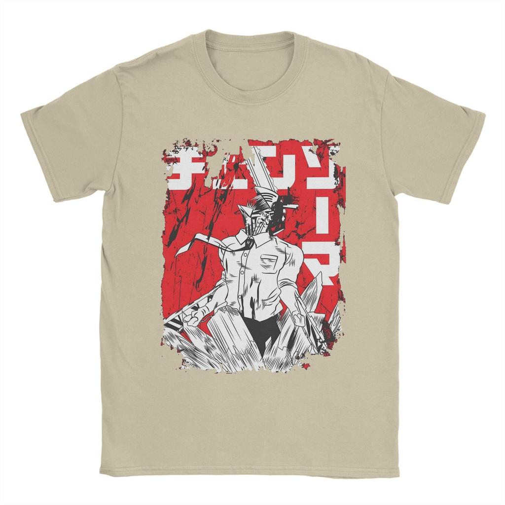 Denji Manga Anime Tshirts Men Cotton Top Tee Vintage Chainsaw Man Oneck Short Sleeve