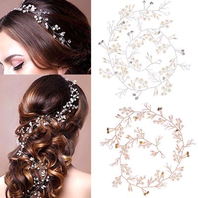 1pc Hair Chain Luxury Tiara Fashion Faux Pearl Headpiece Headband Wedding Bridal Rhinestone