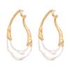 Geometric Water Drop Resin Earrings: Sterling Silver Needle, Gold-Plated, Irregular French Design for Women