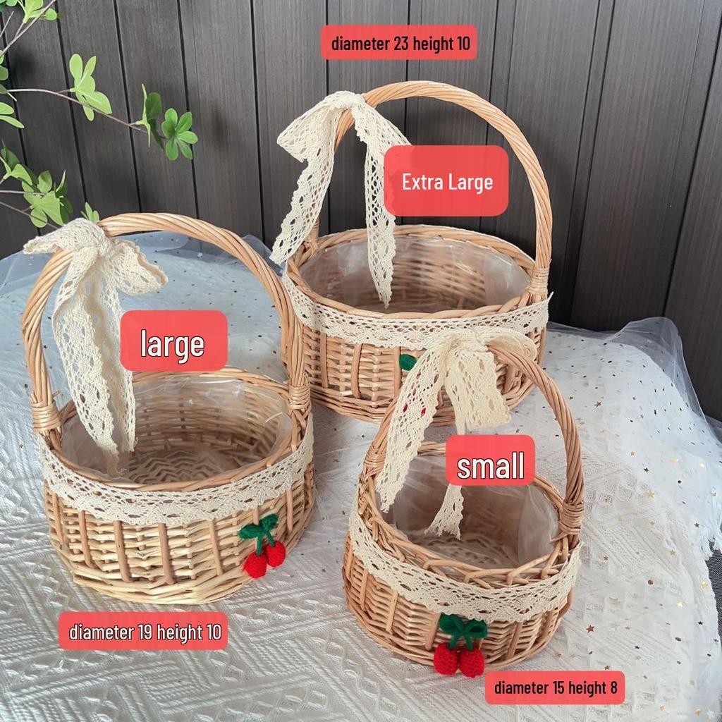 Handwoven Wicker Basket for Flowers, Candy, and Picnics