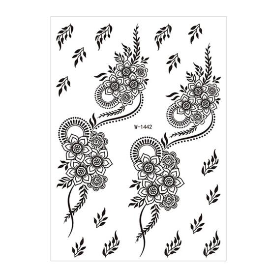 Temporary Tattoos Stickers Fake Body Arm Chest Shoulder Tattoos with Black Lace Flower