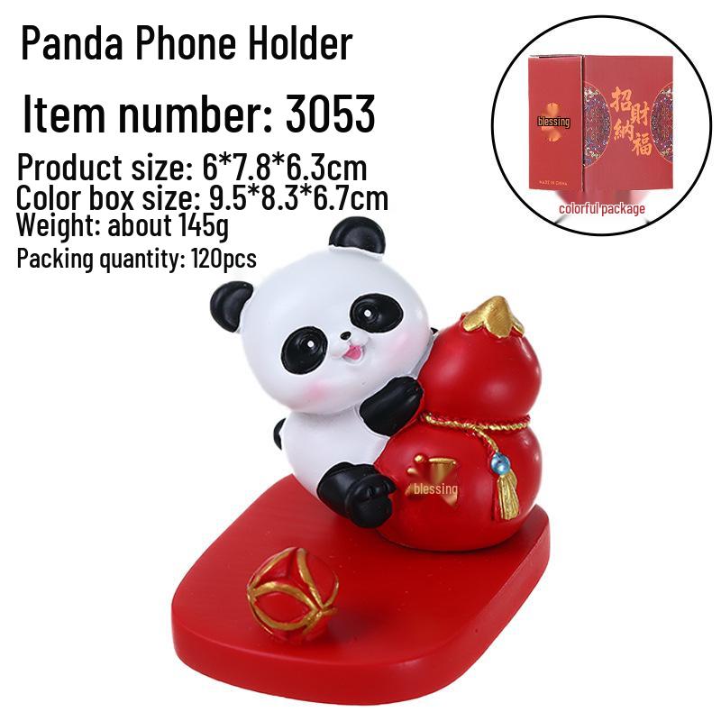 Держатель для телефона и настольное украшение «Панда и кот удачи» – Новогодний сувенир