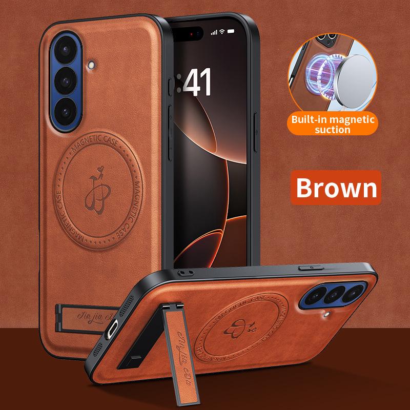 Samsung Z Fold7 Magnetic Leather Case: Anti-Drop, Invisible Stand