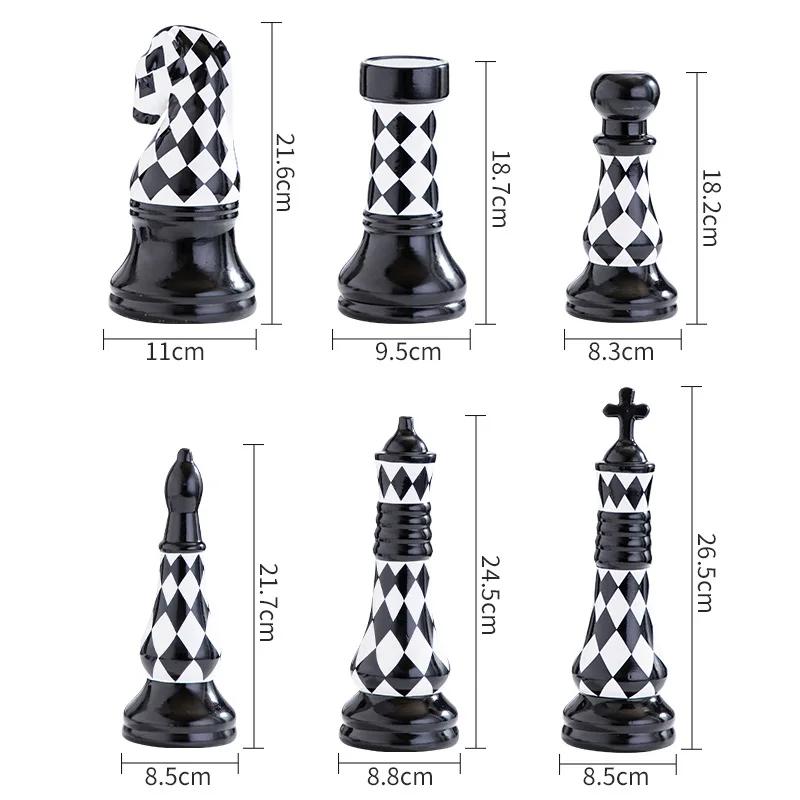 Ceramic Chess Black and White Checkered Chess Ornament Creative Soft Decoration Home Decoration Model Room Home Furnishing Decor